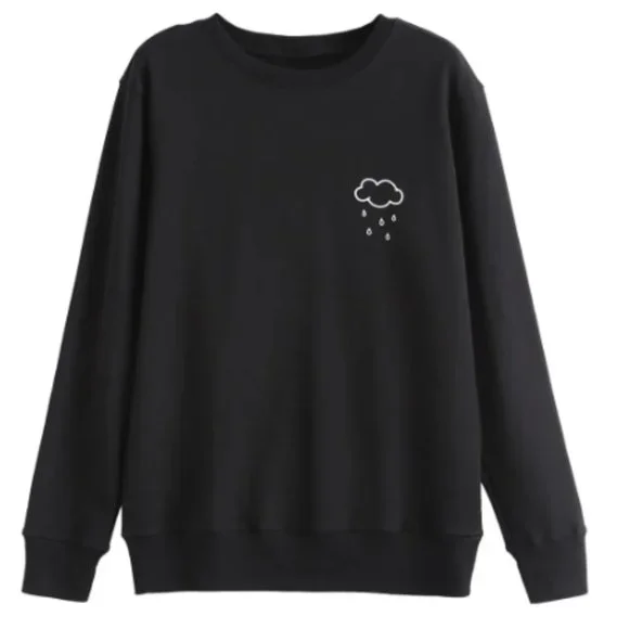 Rain Cloud Print Sweatshirt Black - Picture 1 of 5